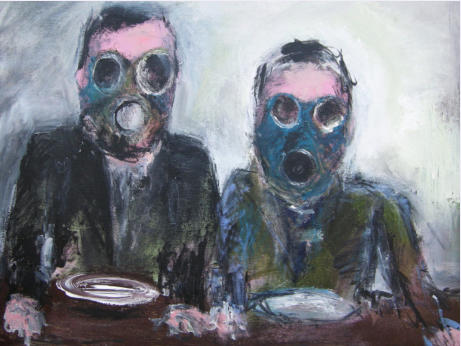 Gas masks II, Acryl op doek, 100 x 150 cm